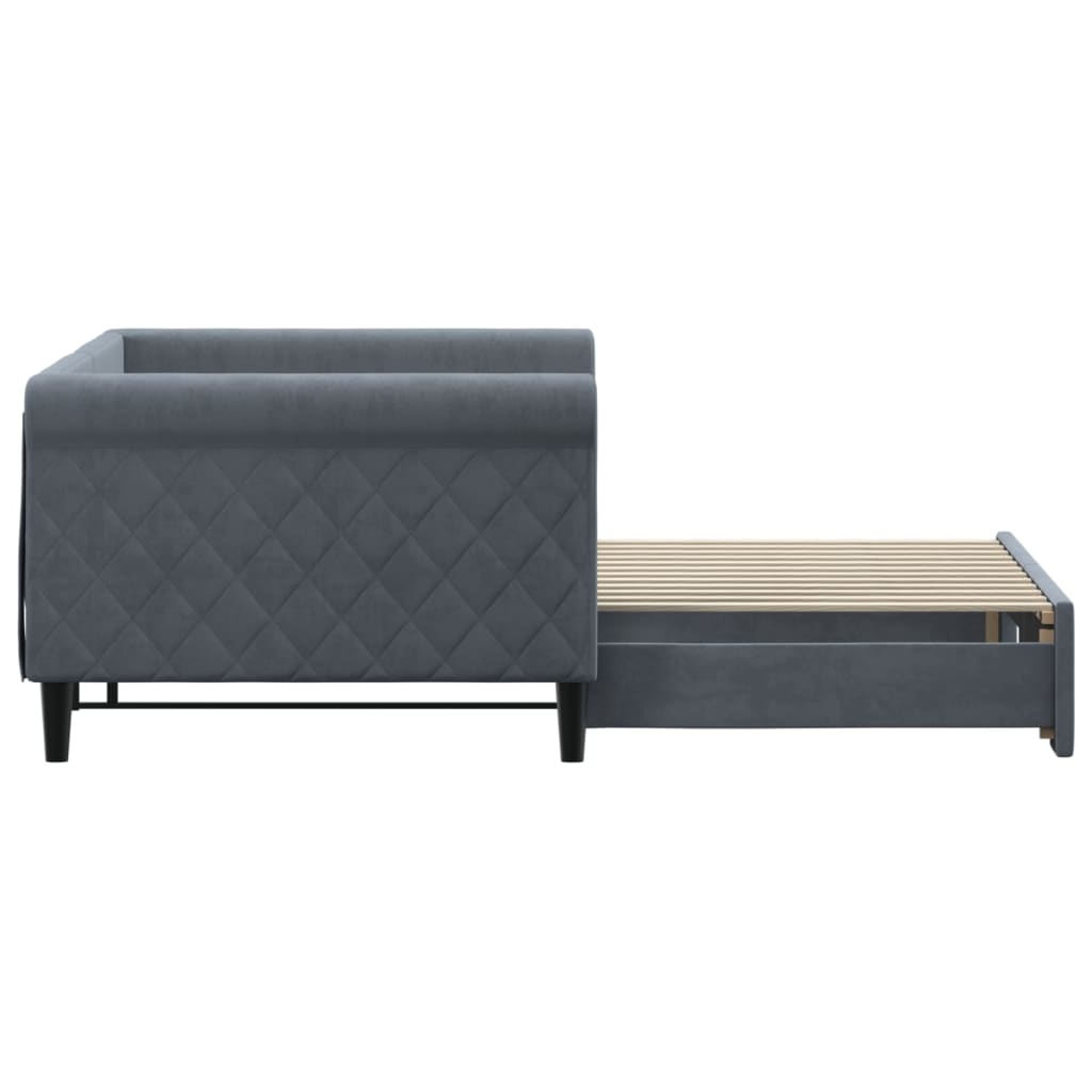 Lit de jour avec gigogne sans matelas gris foncé 90x200 cm - XIOS
