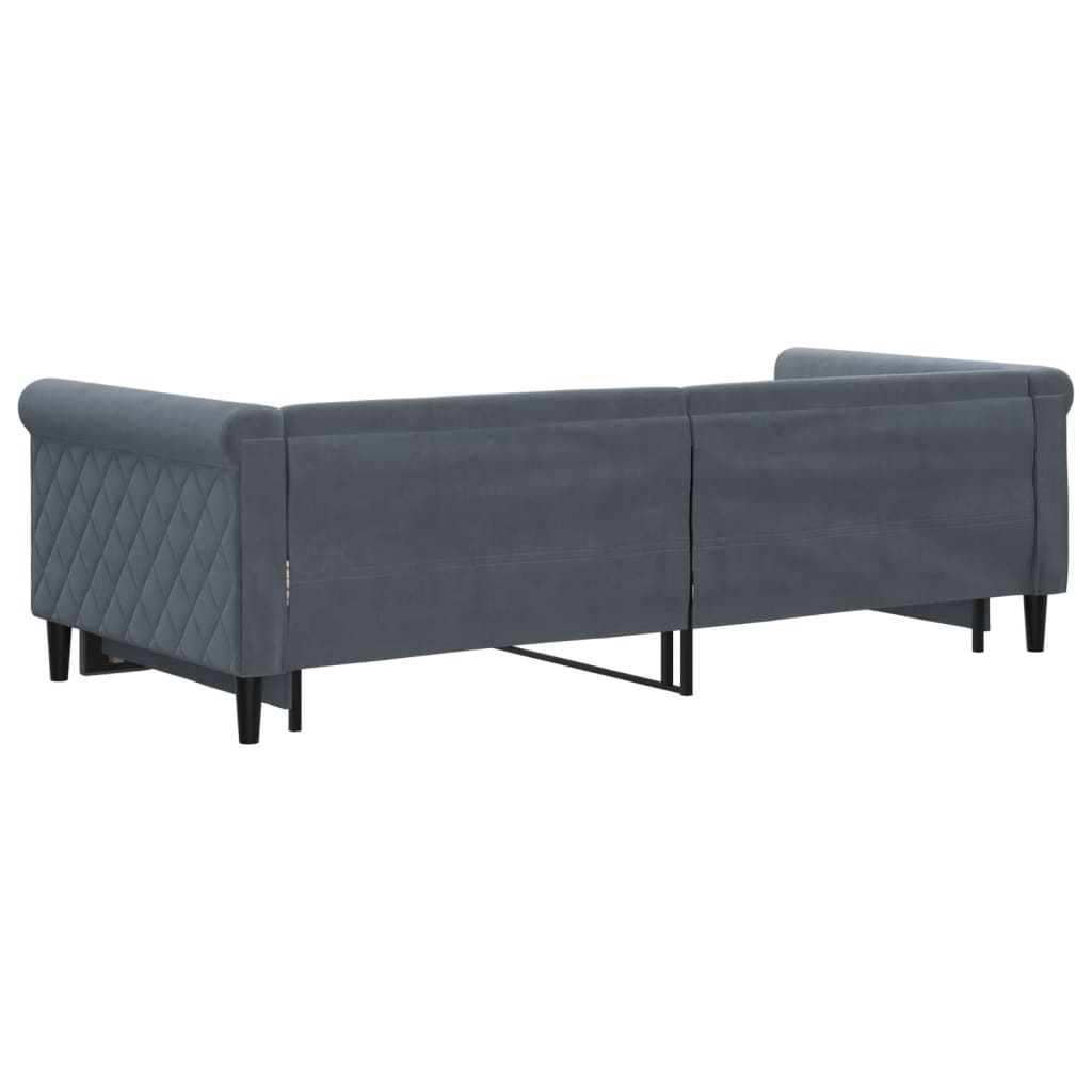 Lit de jour avec gigogne sans matelas gris foncé 90x200 cm - XIOS
