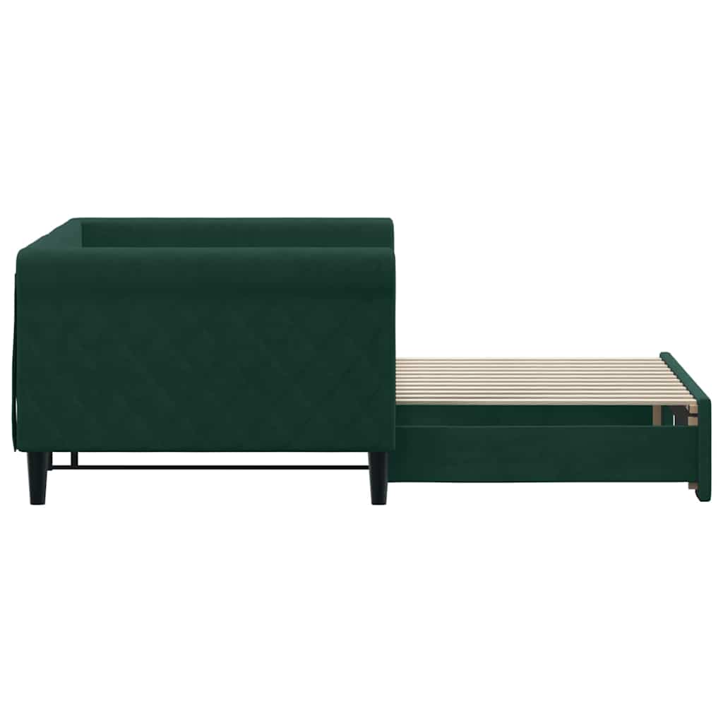 Lit de jour avec gigogne sans matelas vert foncé 90x200 cm