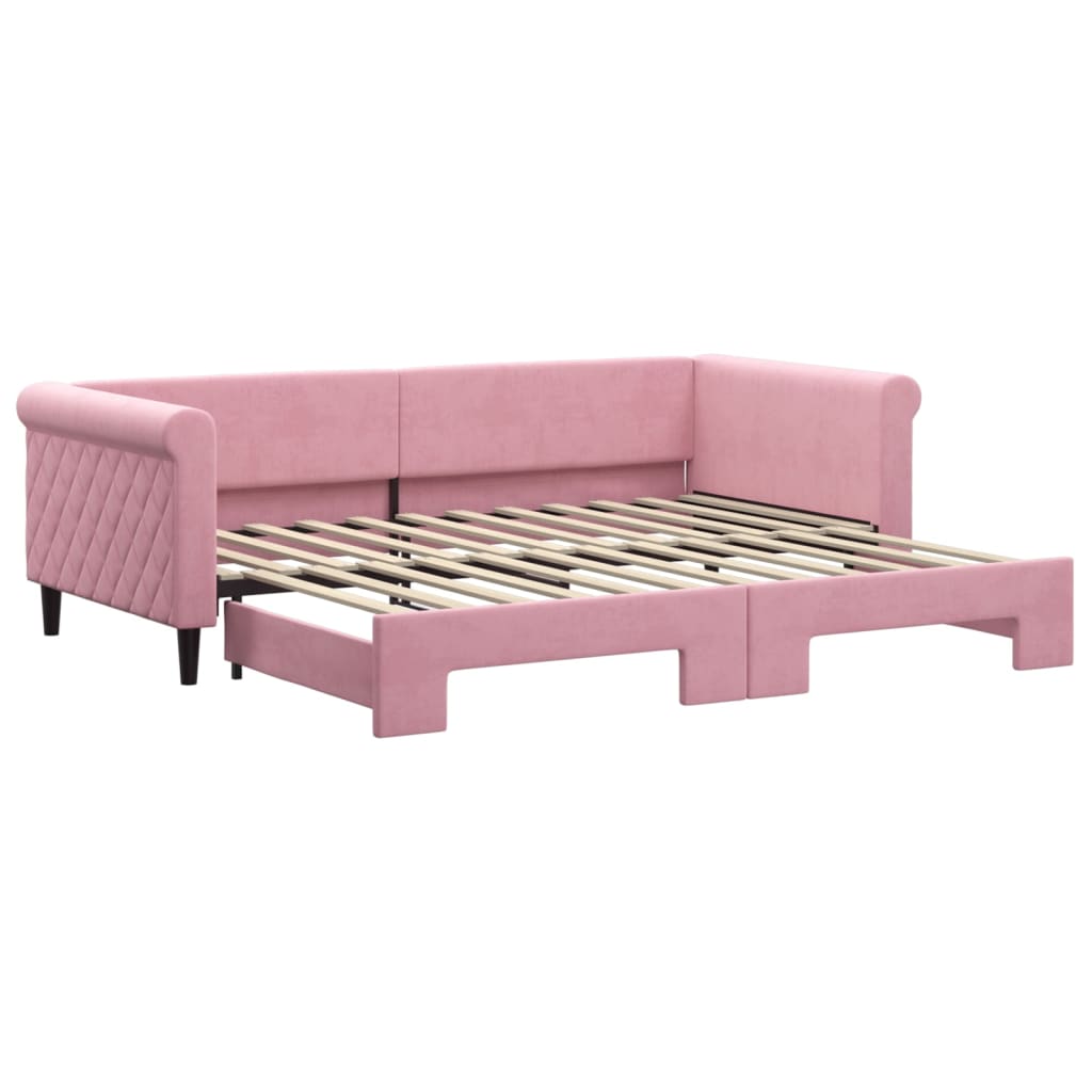 Lit de jour avec gigogne sans matelas rose 90x200 cm - XIOS