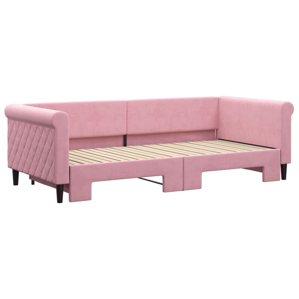 Lit de jour avec gigogne sans matelas rose 90x200 cm - XIOS