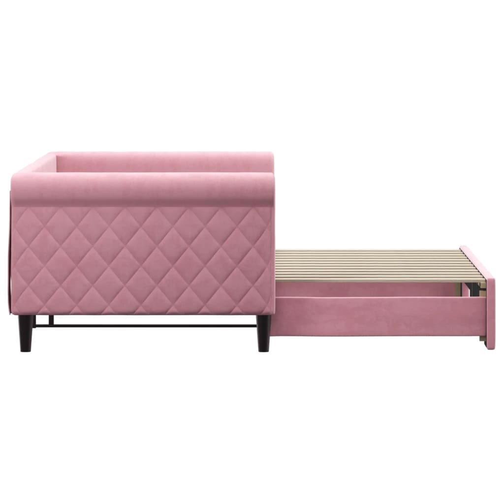 Lit de jour avec gigogne sans matelas rose 90x200 cm - XIOS