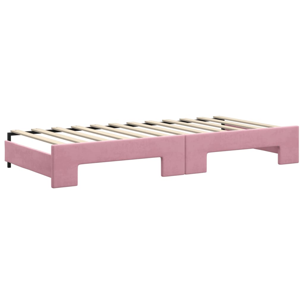 Lit de jour avec gigogne sans matelas rose 90x200 cm - XIOS