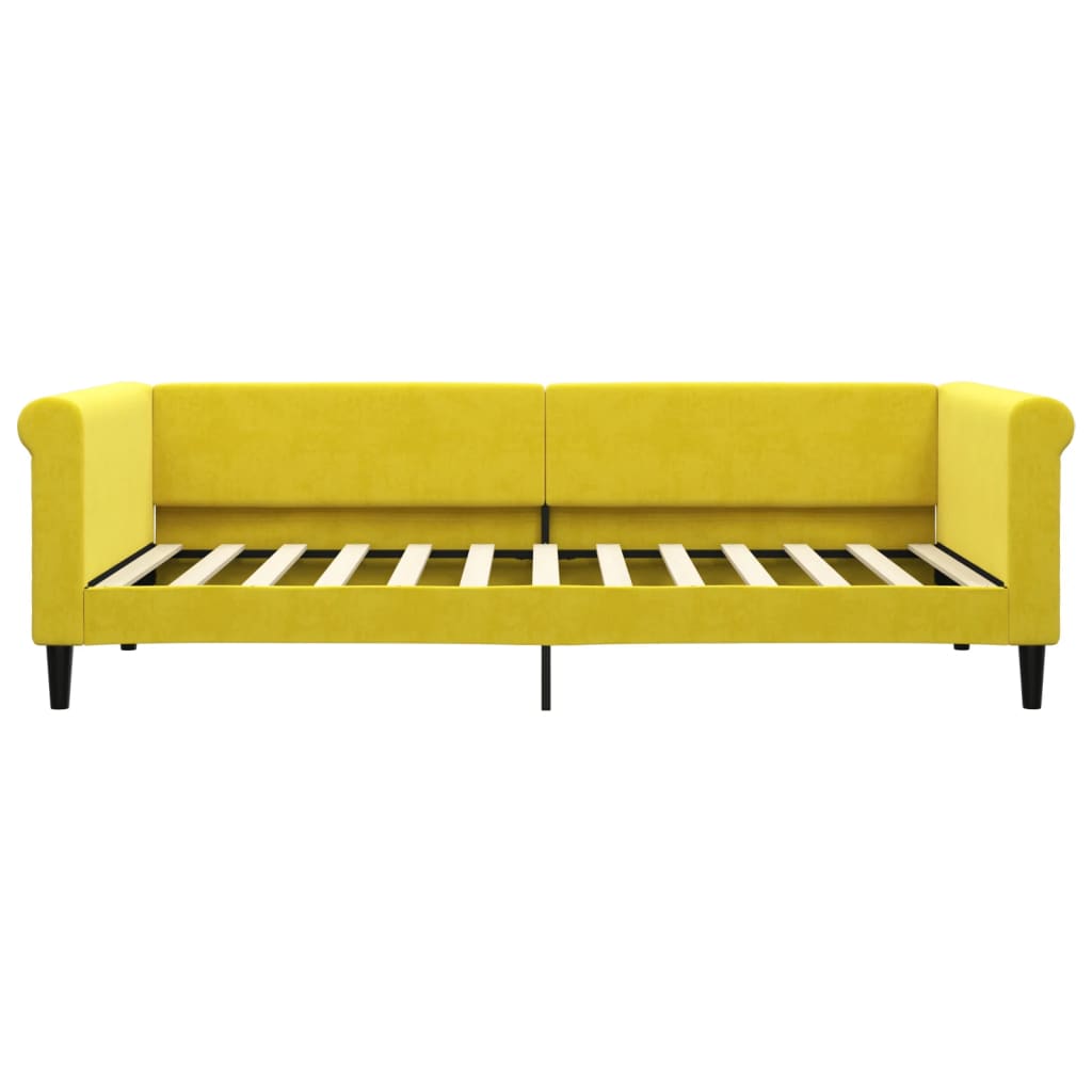 Lit de jour avec lit gigogne jaune 90x200 cm velours - XIOS