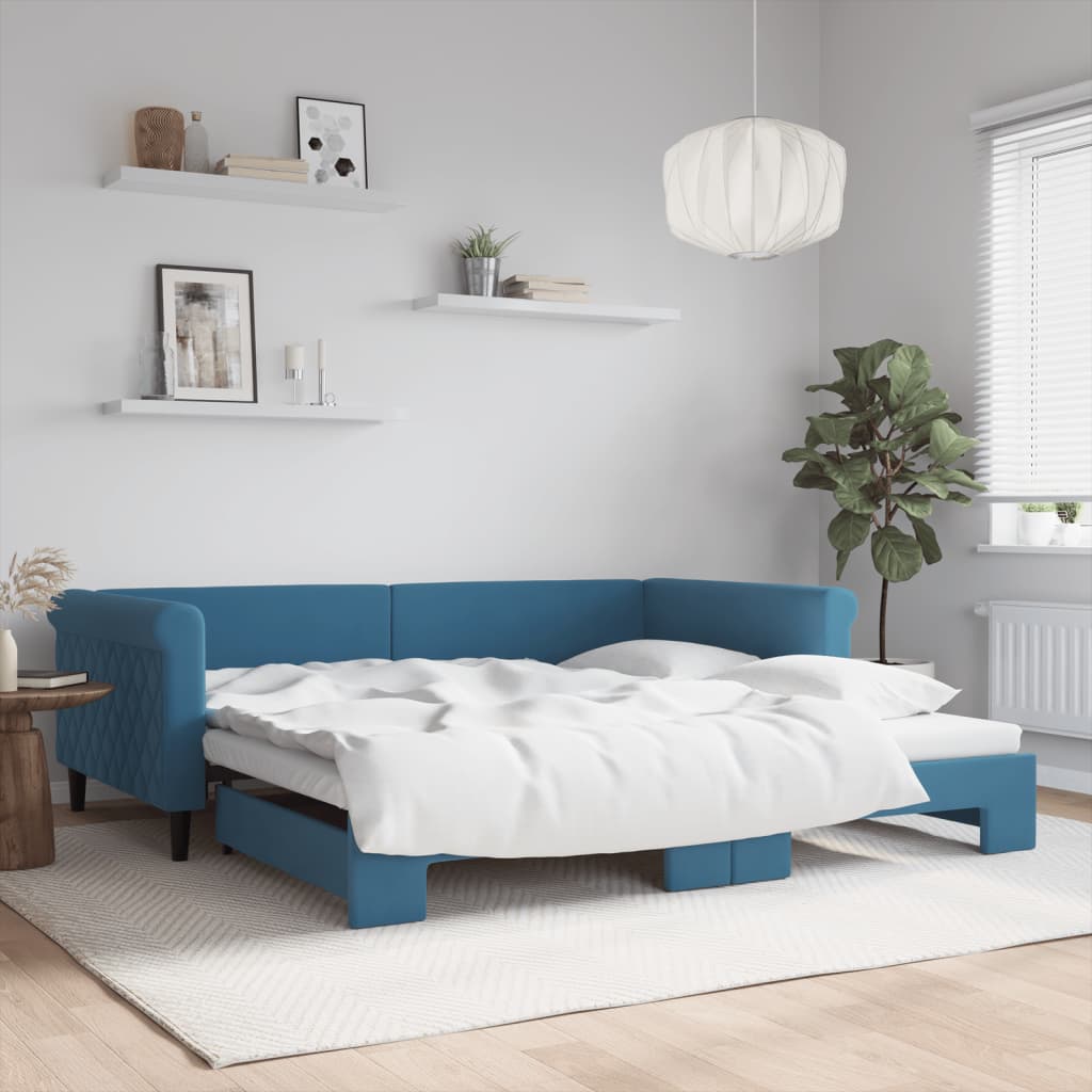 Lit de jour avec gigogne sans matelas bleu 100x200 cm - XIOS