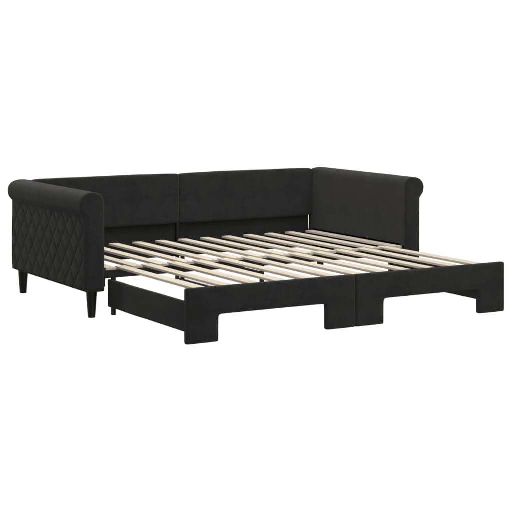 Lit de jour avec gigogne sans matelas noir 100x200 cm - XIOS