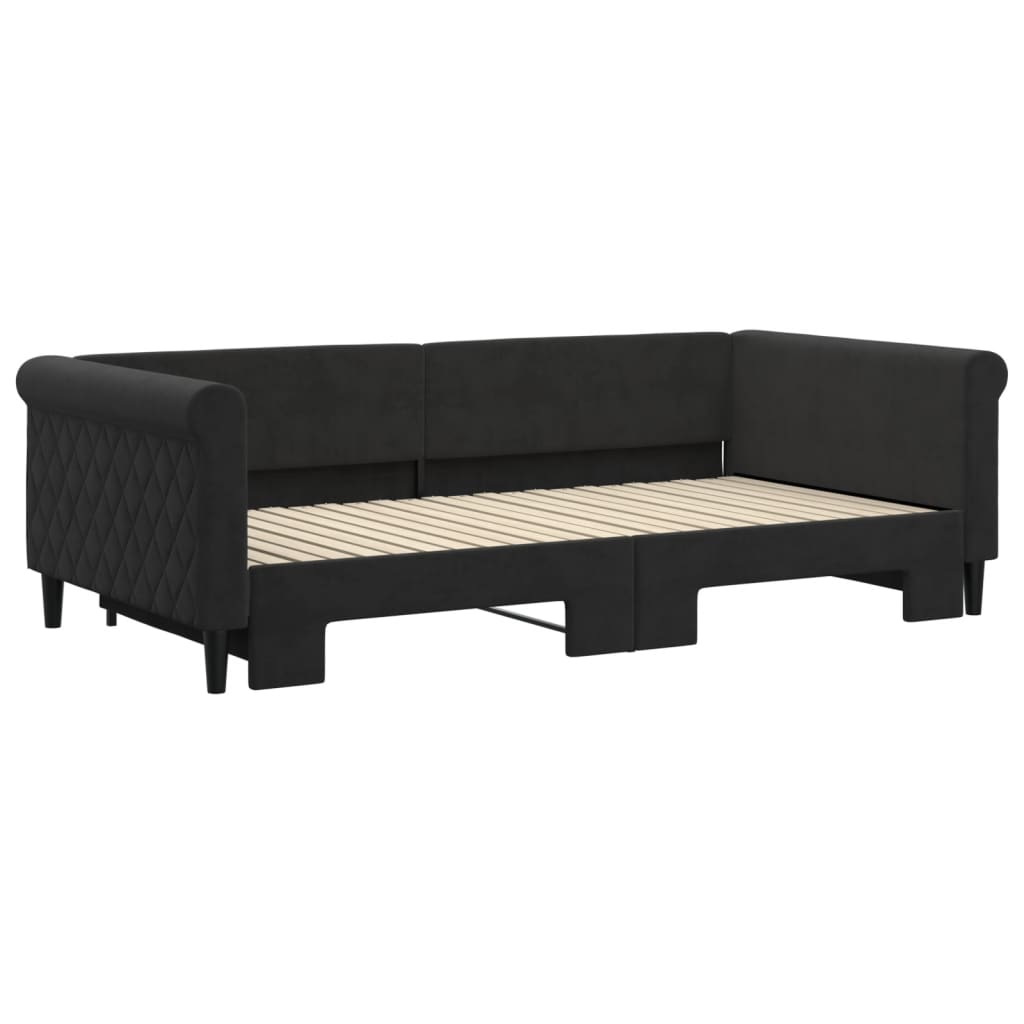 Lit de jour avec gigogne sans matelas noir 100x200 cm - XIOS