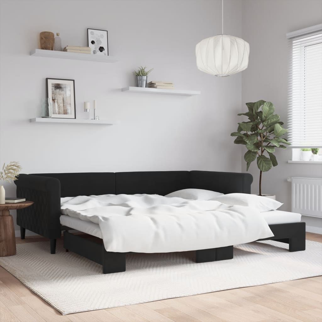 Lit de jour avec gigogne sans matelas noir 100x200 cm - XIOS
