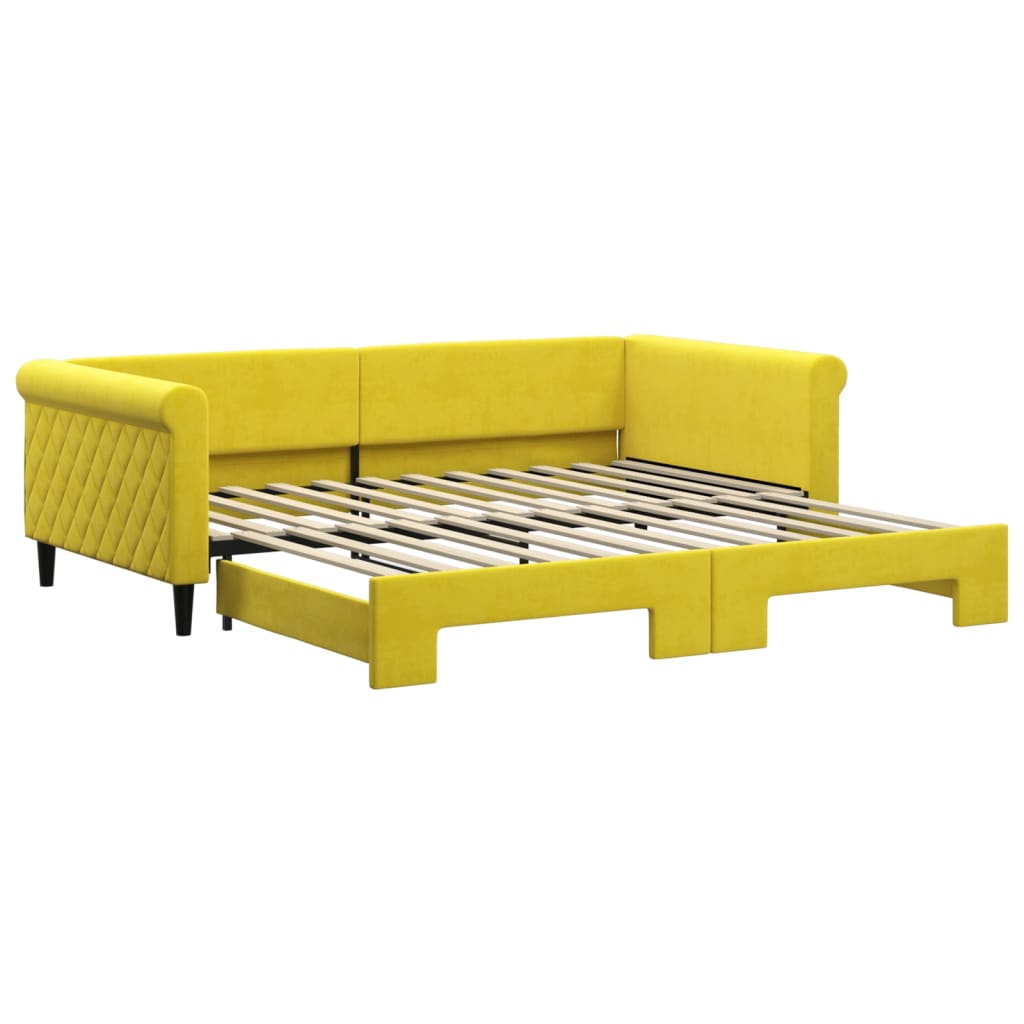Lit de jour avec lit gigogne jaune 100x200 cm velours - XIOS