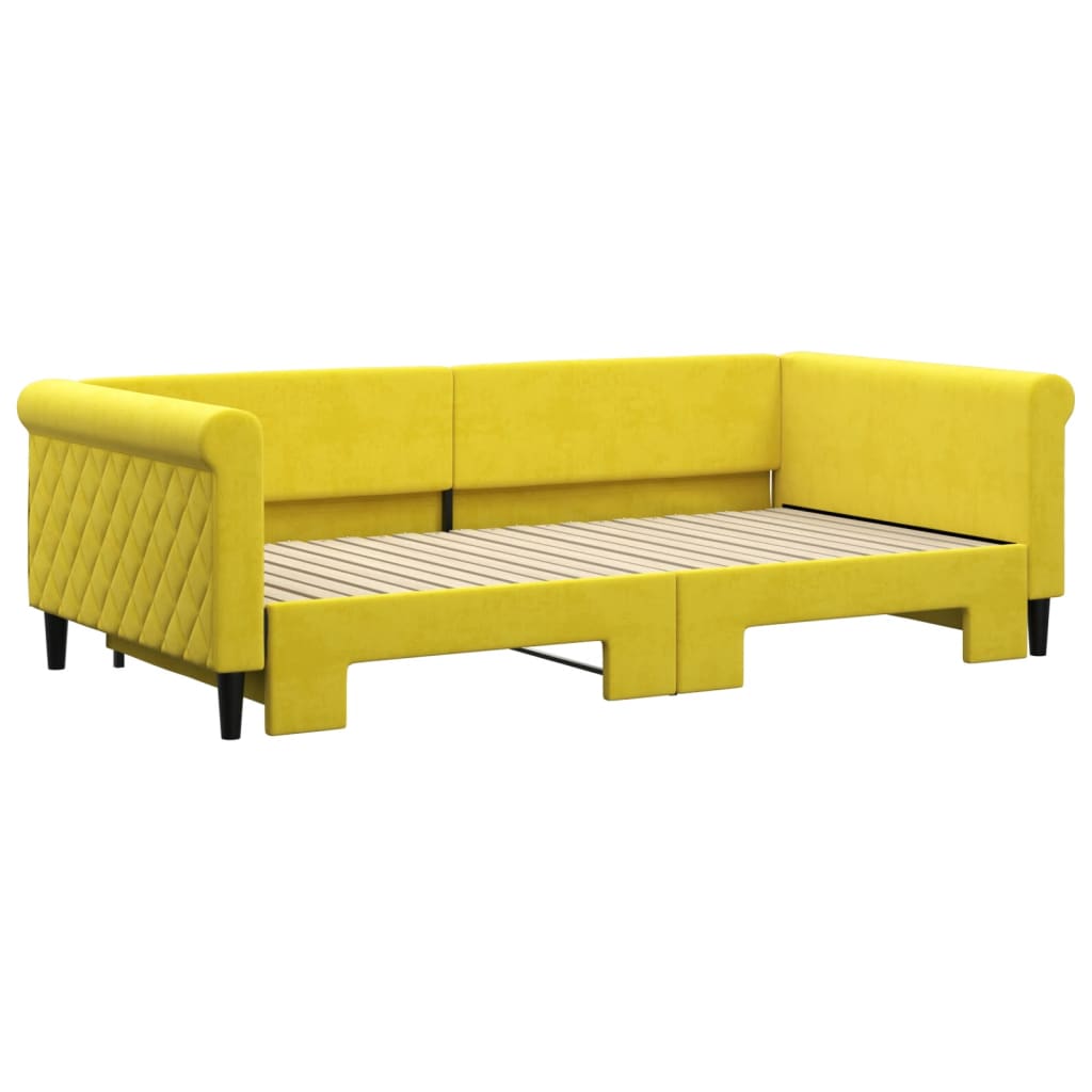 Lit de jour avec lit gigogne jaune 100x200 cm velours - XIOS