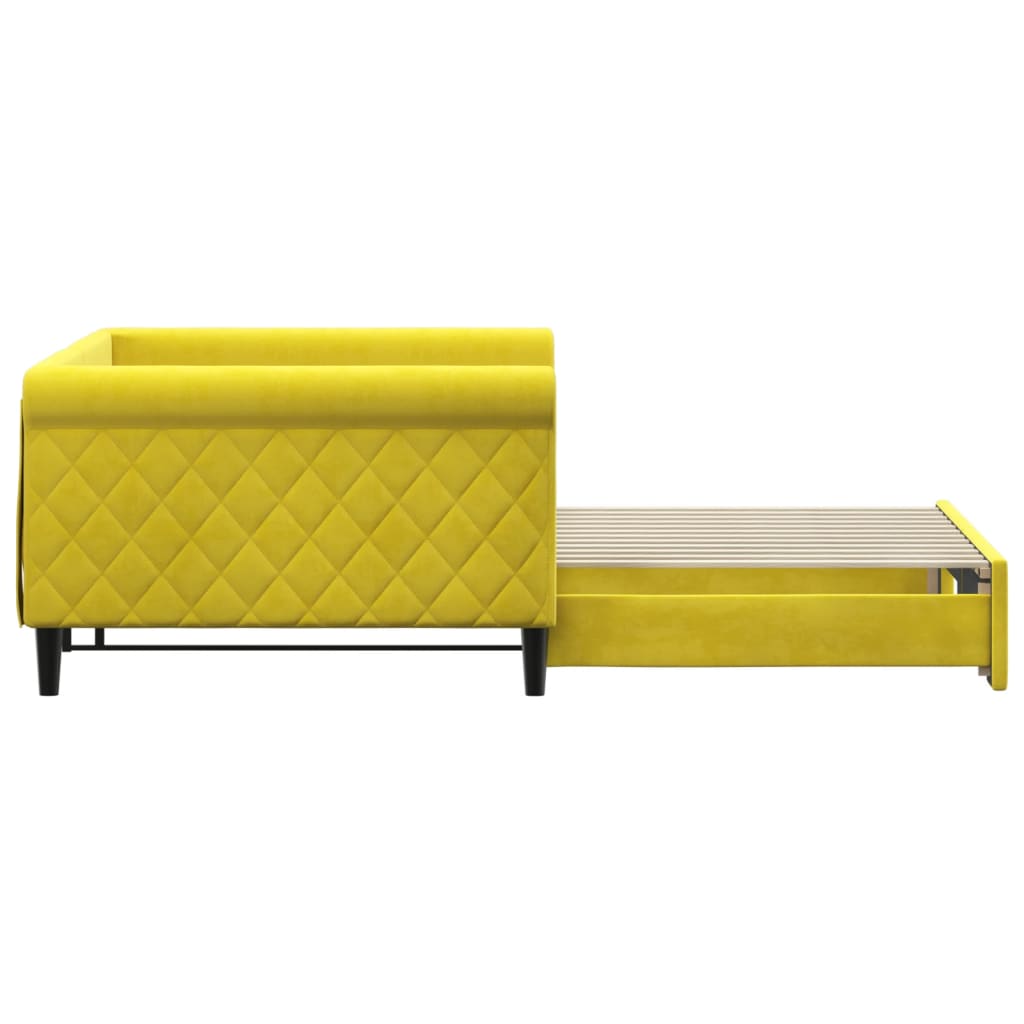 Lit de jour avec lit gigogne jaune 100x200 cm velours - XIOS