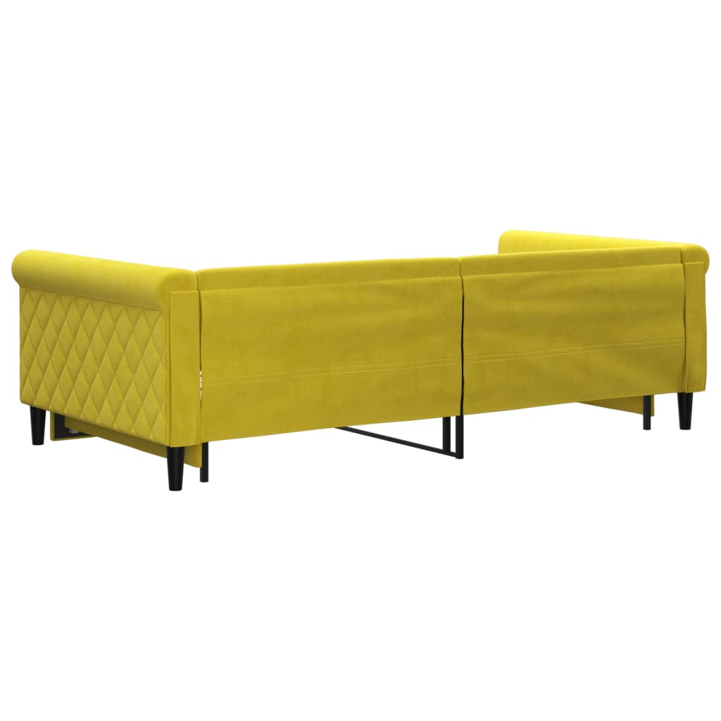 Lit de jour avec lit gigogne jaune 100x200 cm velours - XIOS