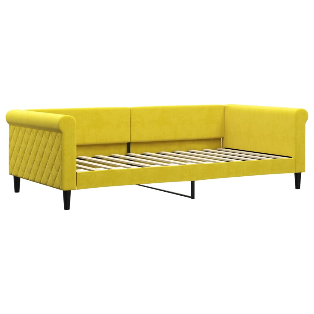 Lit de jour avec lit gigogne jaune 100x200 cm velours - XIOS