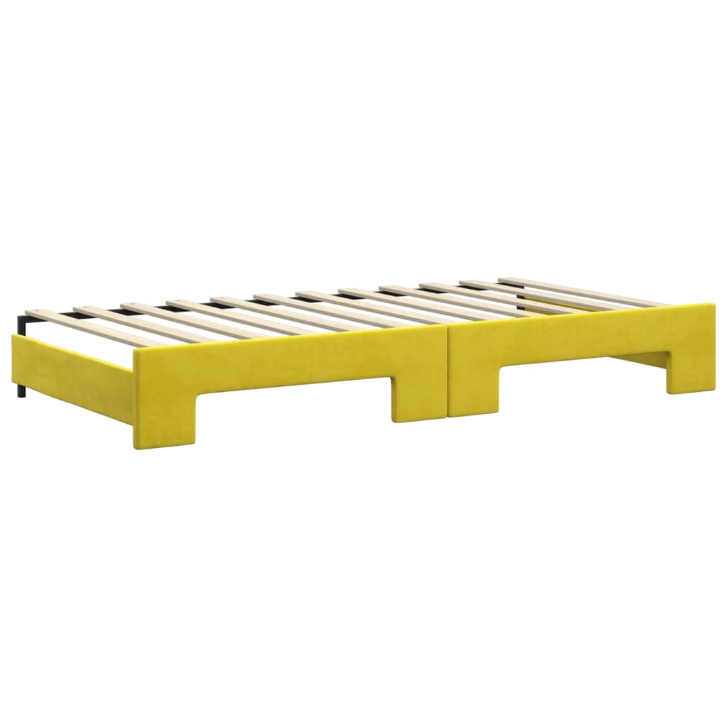 Lit de jour avec lit gigogne jaune 100x200 cm velours - XIOS