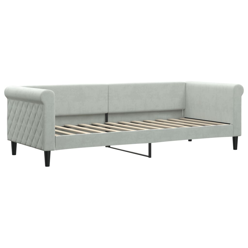 Lit de jour avec gigogne et matelas gris clair 80x200cm velours - XIOS