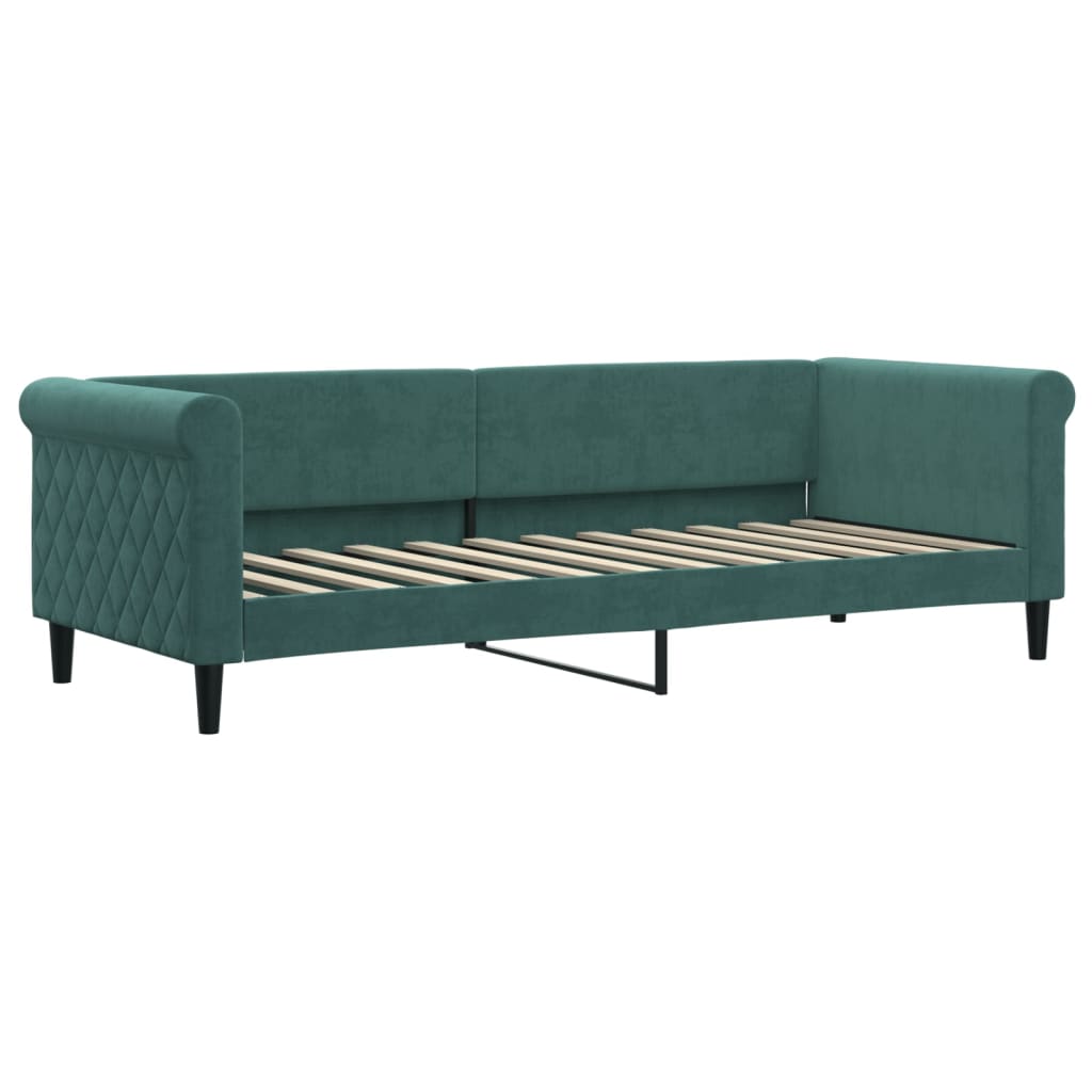 Lit de jour avec gigogne et matelas vert foncé 80x200cm velours - XIOS