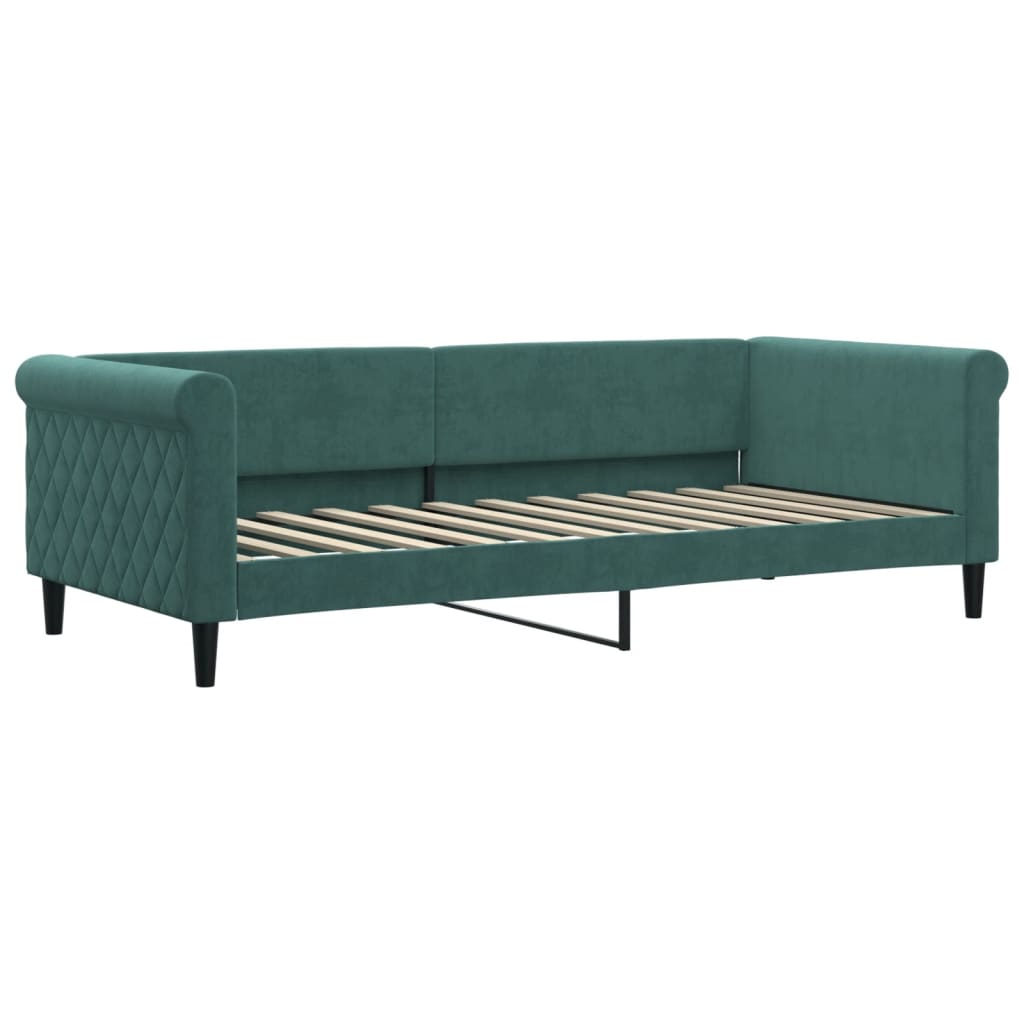 Lit de jour avec gigogne et matelas vert foncé 90x200cm velours - XIOS