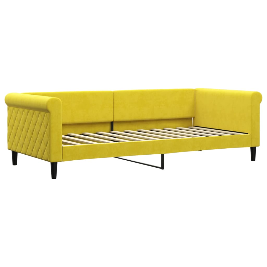 Lit de jour avec gigogne et matelas jaune 90x200 cm velours - XIOS
