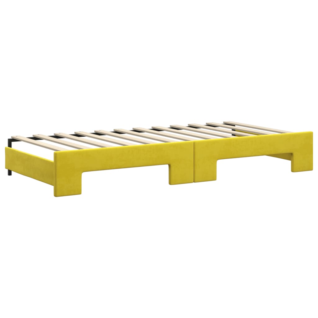 Lit de jour avec gigogne et matelas jaune 90x200 cm velours - XIOS