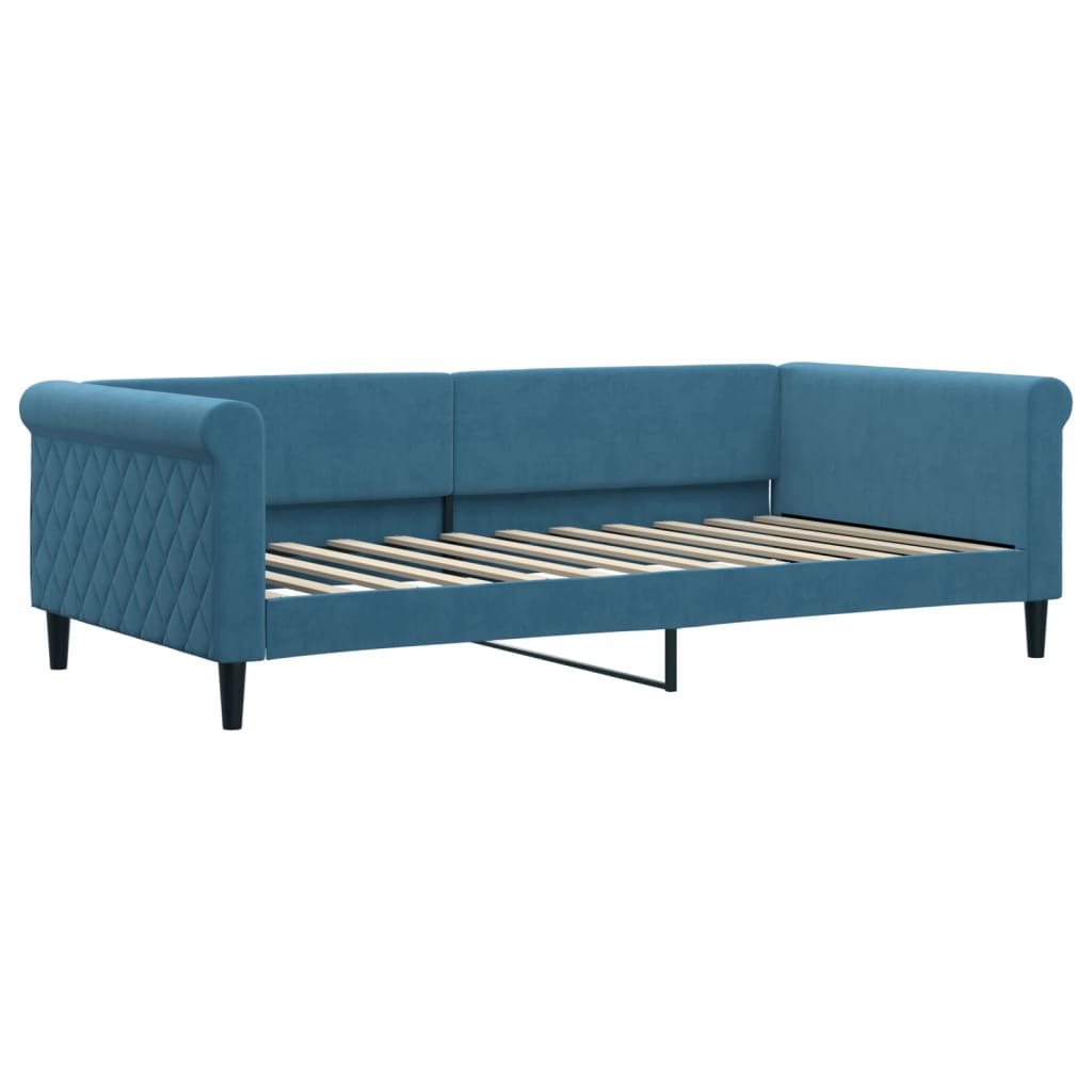 Lit de jour avec lit gigogne et matelas bleu 100x200 cm velours - XIOS