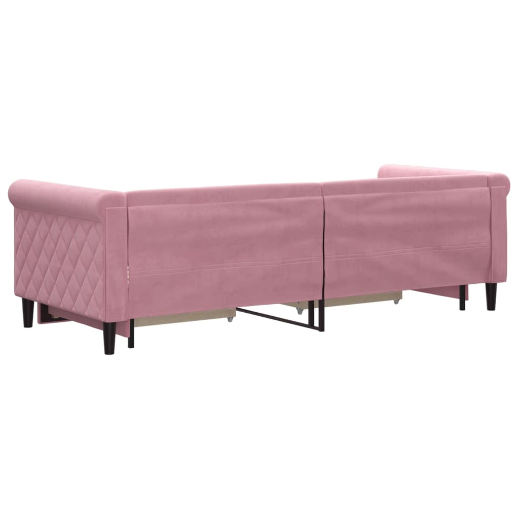 Lit de jour avec gigogne et tiroirs sans matelas rose 80x200 cm