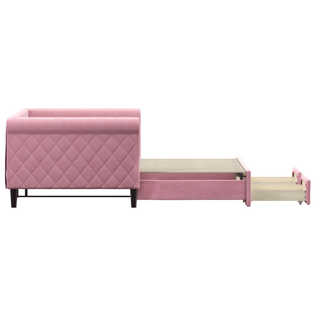 Lit de jour avec gigogne et tiroirs sans matelas rose 90x200 cm - XIOS