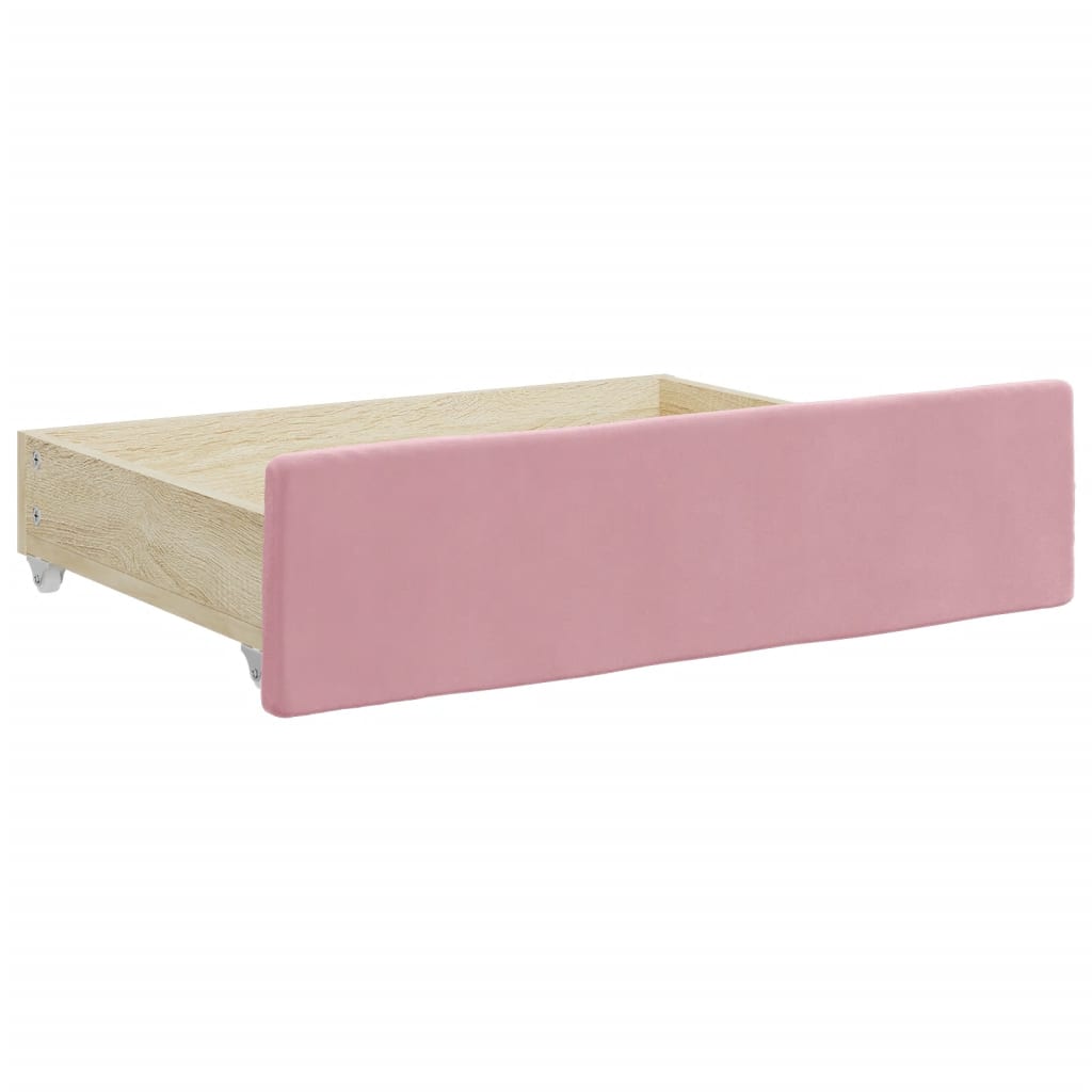 Lit de jour avec gigogne et tiroirs sans matelas rose 90x200 cm - XIOS