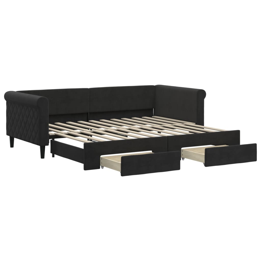 Lit de jour avec gigogne et tiroirs sans matelas noir 90x200 cm - XIOS
