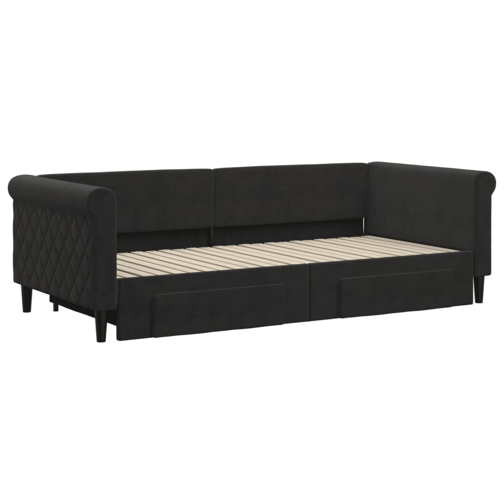 Lit de jour avec gigogne et tiroirs sans matelas noir 90x200 cm - XIOS