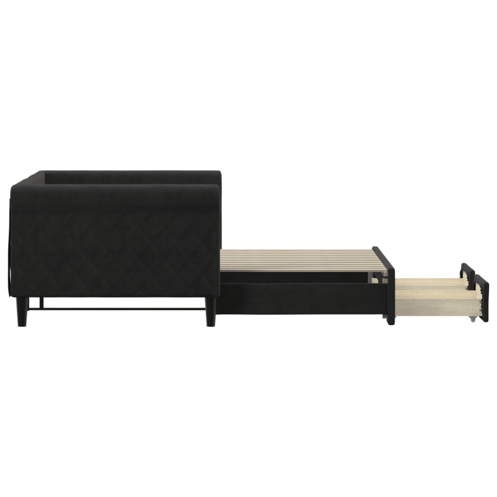 Lit de jour avec gigogne et tiroirs sans matelas noir 90x200 cm - XIOS
