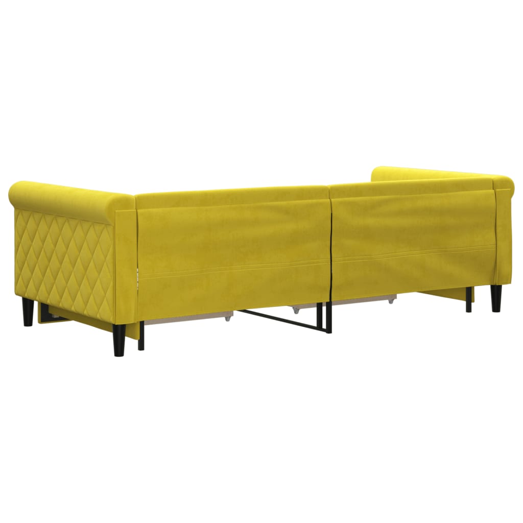 Lit de jour avec gigogne et tiroirs jaune 90x200 cm velours - XIOS