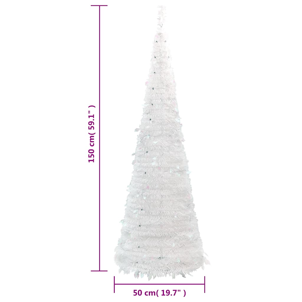 Sapin de Noël artificiel escamotable 100 LED blanc 150 cm - XIOS