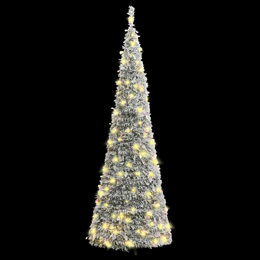 Sapin de Noël artificiel escamotable neige floquée 50 LED 120cm - XIOS