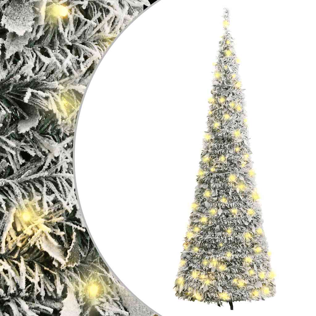 Sapin de Noël artificiel escamotable avec neige floquée 100 LED - XIOS