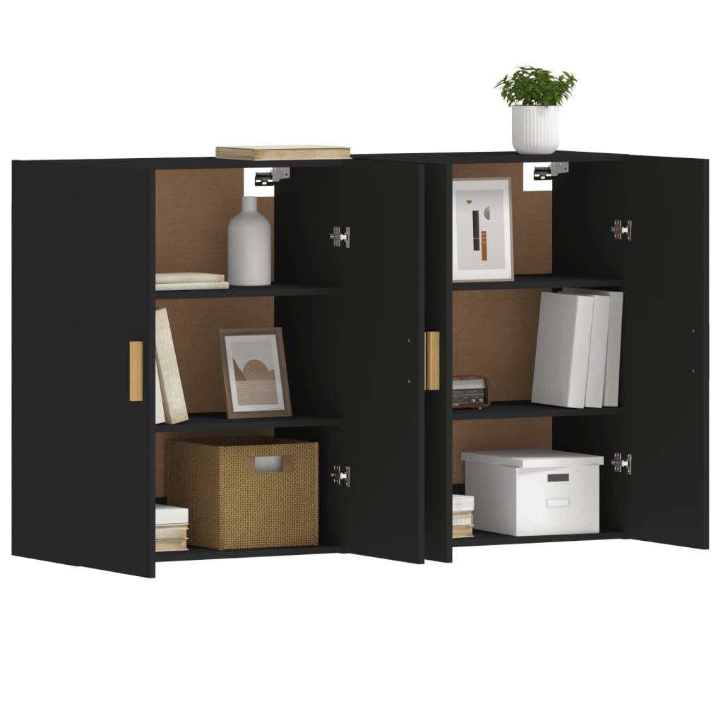 Armoires murales 2 pcs noir bois d'ingénierie - XIOS