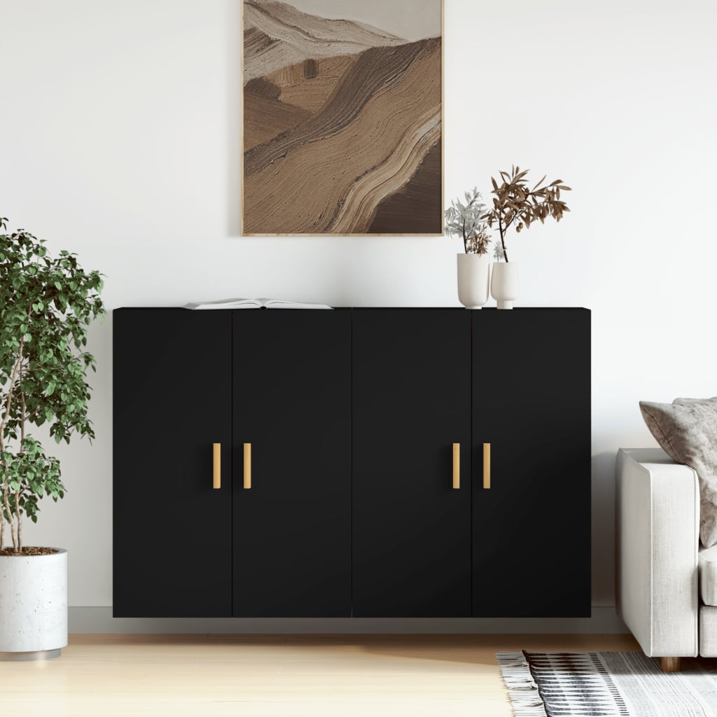 Armoires murales 2 pcs noir bois d'ingénierie - XIOS
