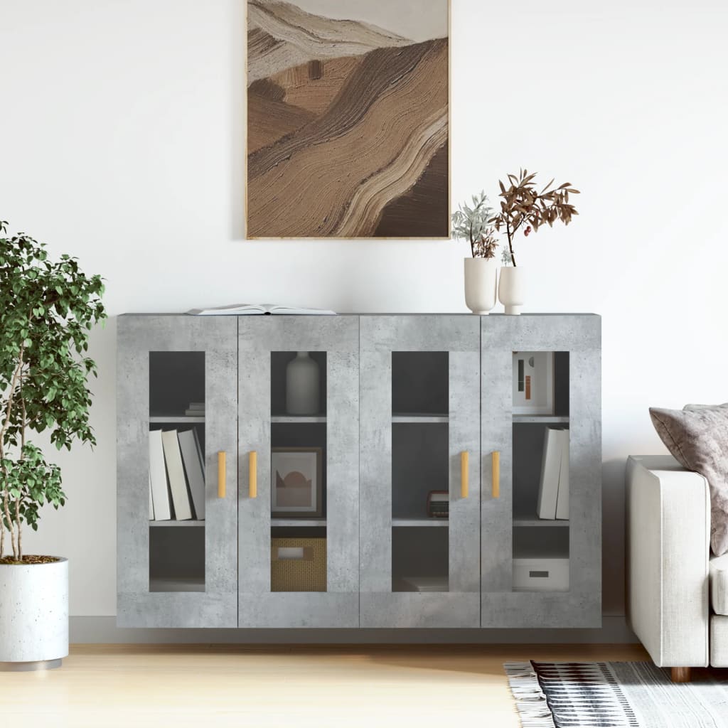 Armoires murales 2 pcs gris béton bois d'ingénierie - XIOS
