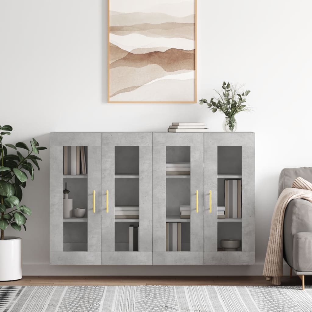 Armoires murales 2 pcs gris béton bois d'ingénierie - XIOS