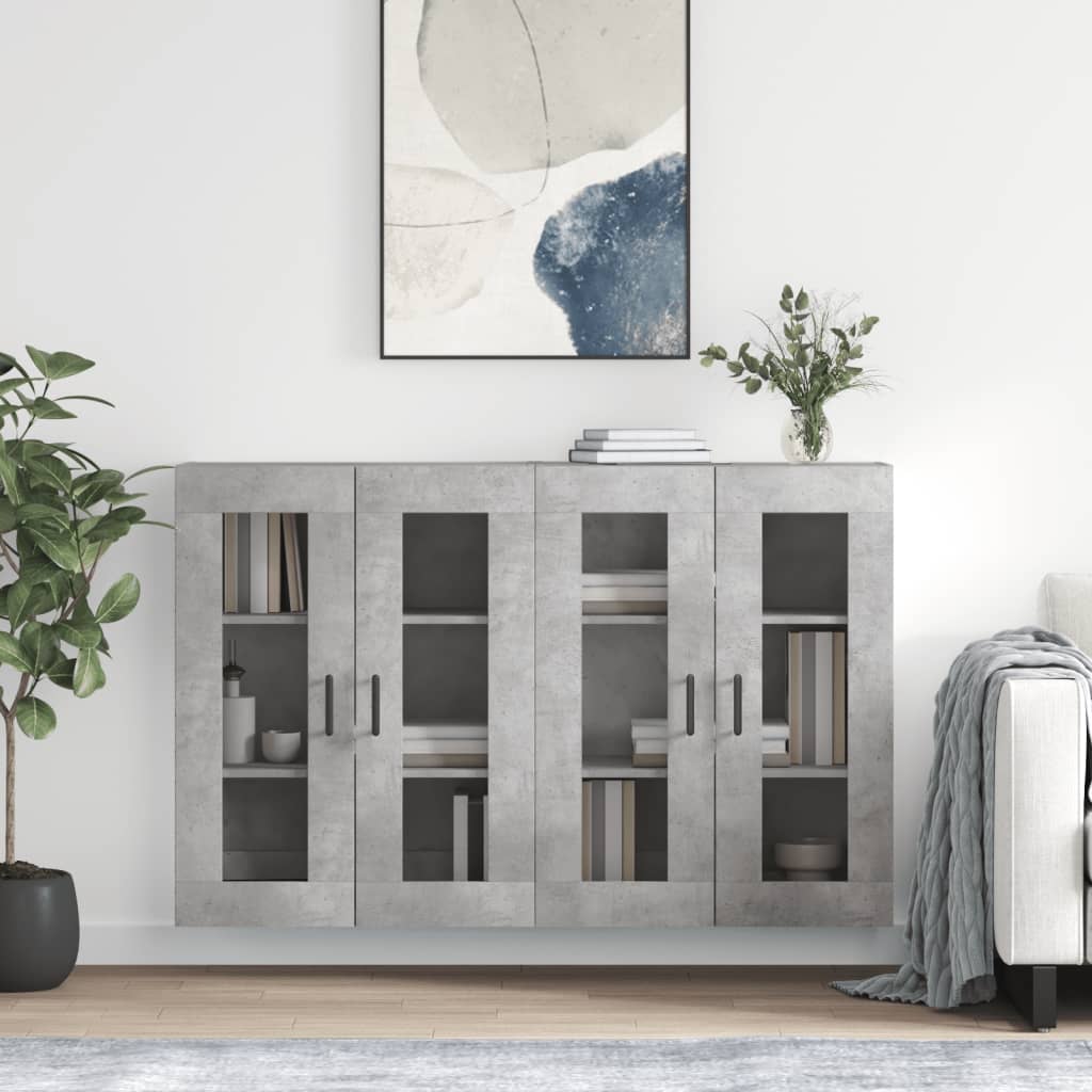 Armoires murales 2 pcs gris béton bois d'ingénierie - XIOS