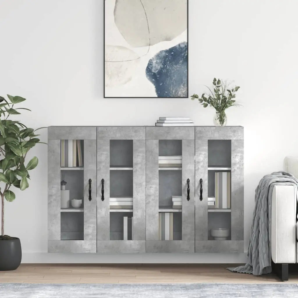 Armoires murales 2 pcs gris béton bois d’ingénierie - XIOS