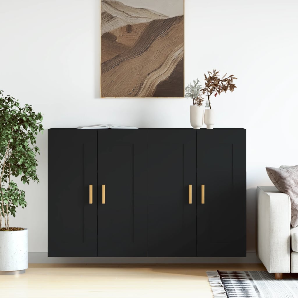 Armoires murales 2 pcs noir bois d'ingénierie - XIOS