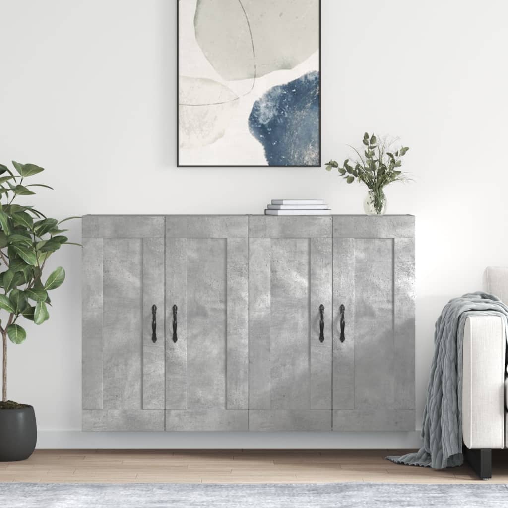 Armoires murales 2 pcs gris béton bois d'ingénierie - XIOS