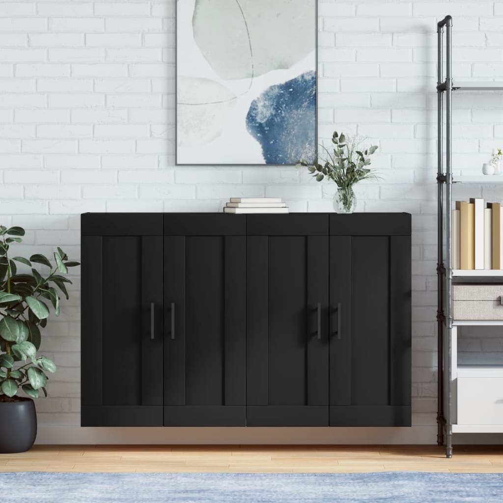 Armoires murales 2 pcs noir bois d'ingénierie - XIOS