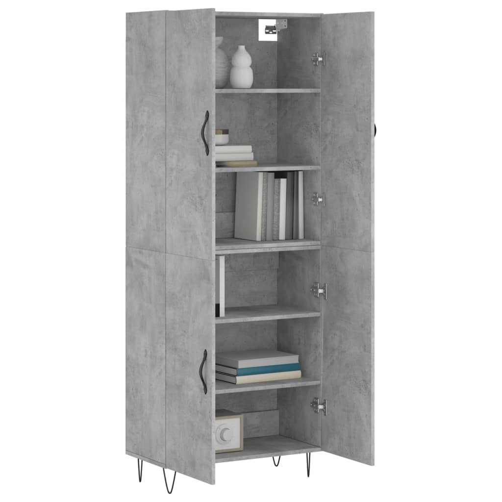 Buffet haut Gris béton 69,5x34x180 cm Bois d'ingénierie - XIOS
