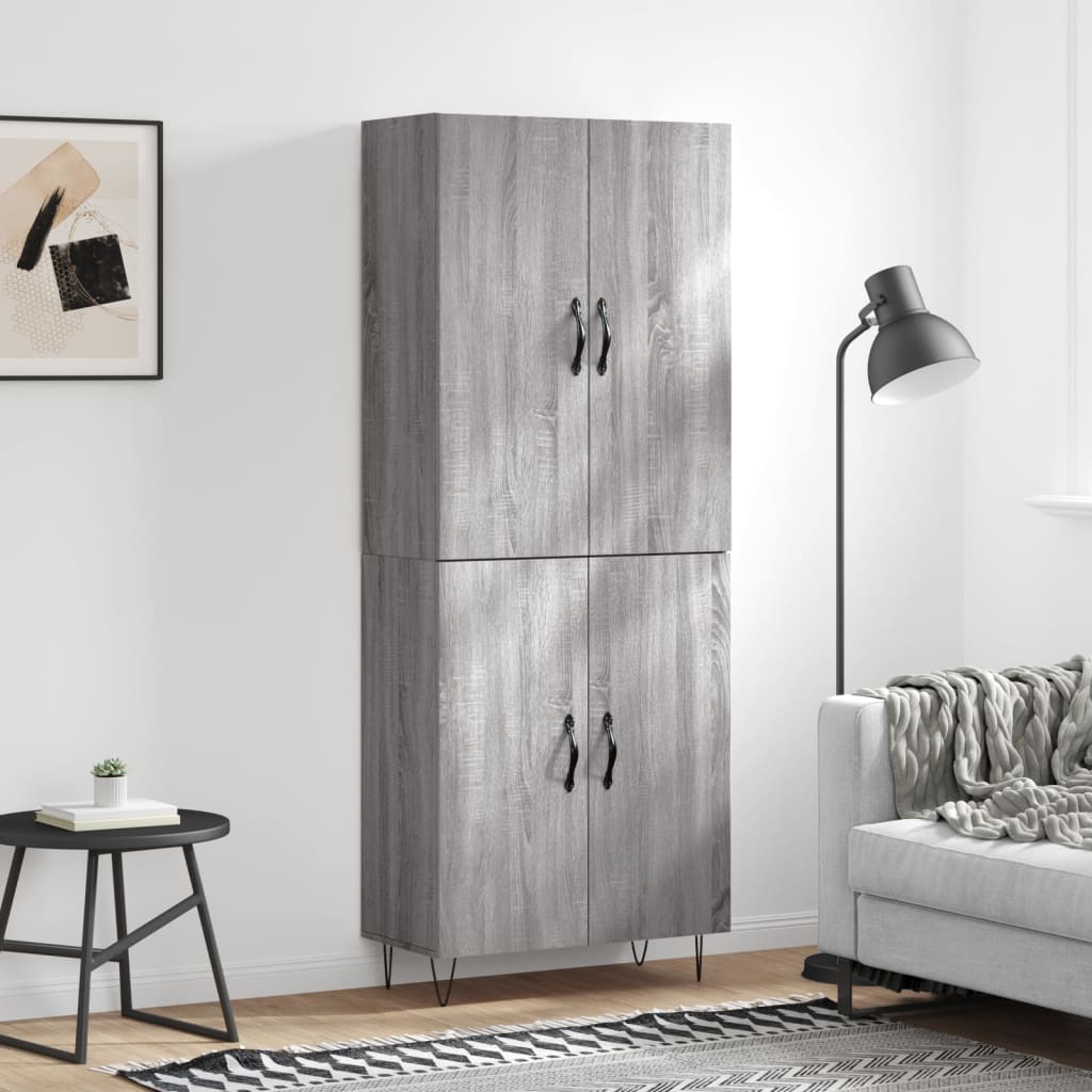 Buffet haut Sonoma gris 69,5x34x180 cm Bois d'ingénierie - XIOS