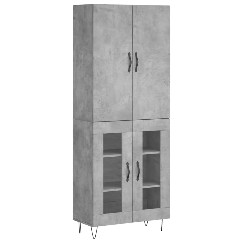 Buffet haut Gris béton 69,5x34x180 cm Bois d'ingénierie - XIOS