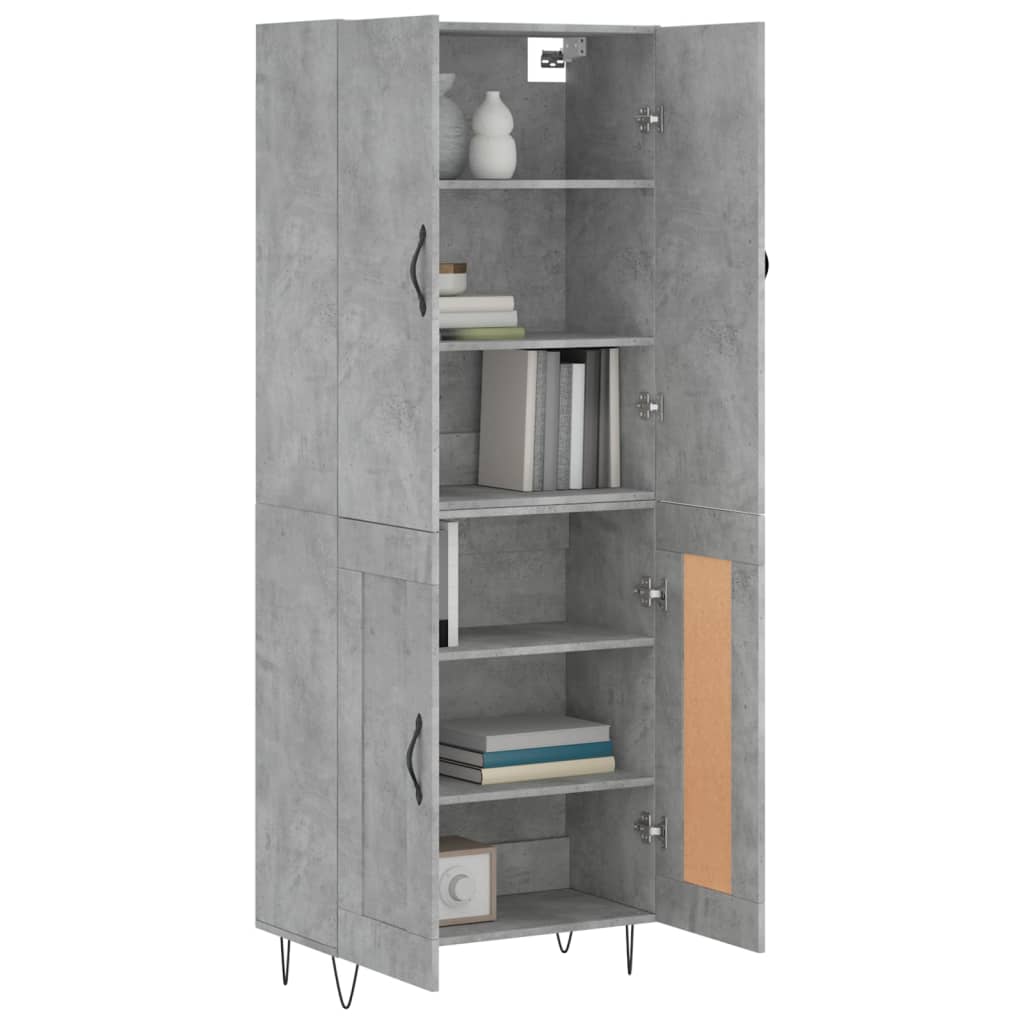 Buffet haut Gris béton 69,5x34x180 cm Bois d'ingénierie - XIOS