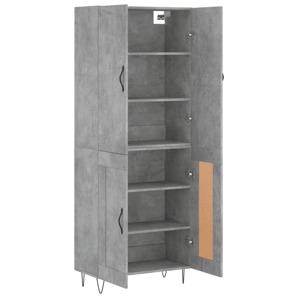 Buffet haut Gris béton 69,5x34x180 cm Bois d'ingénierie - XIOS