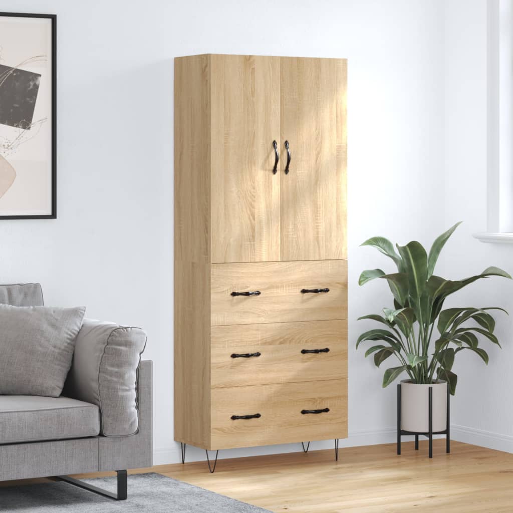 Buffet haut Chêne sonoma 69,5x34x180 cm Bois d'ingénierie - XIOS