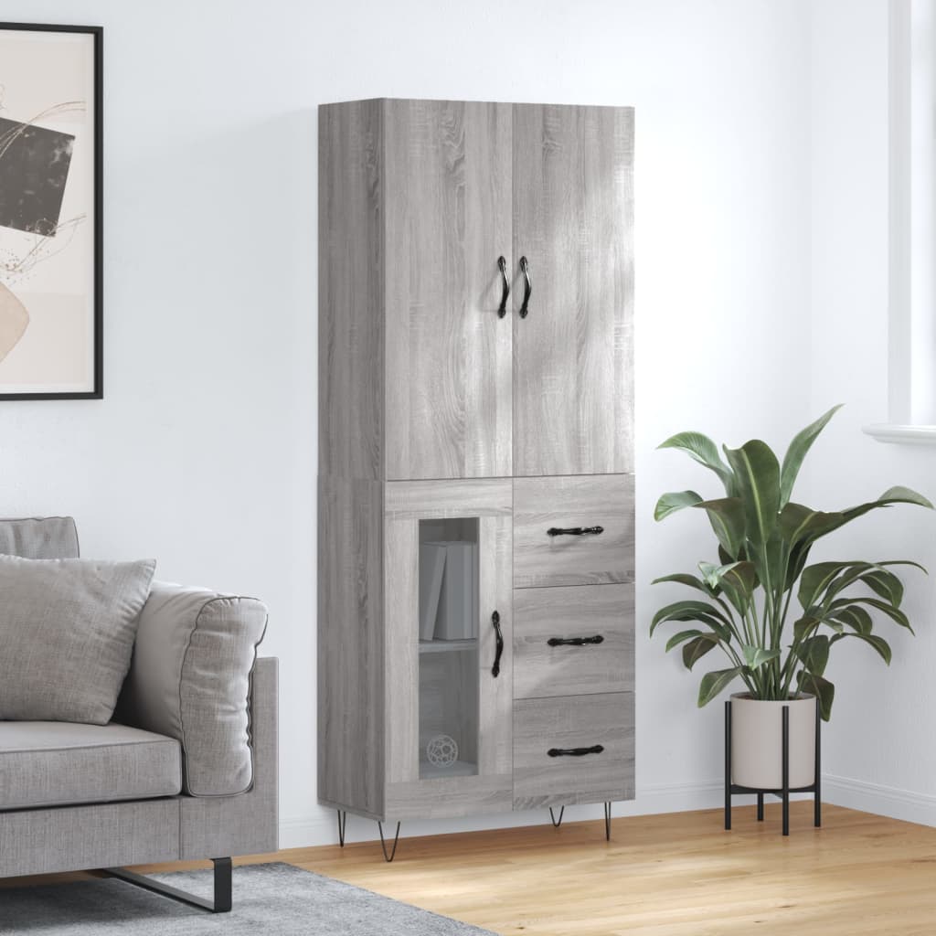 Buffet haut Sonoma gris 69,5x34x180 cm Bois d'ingénierie - XIOS